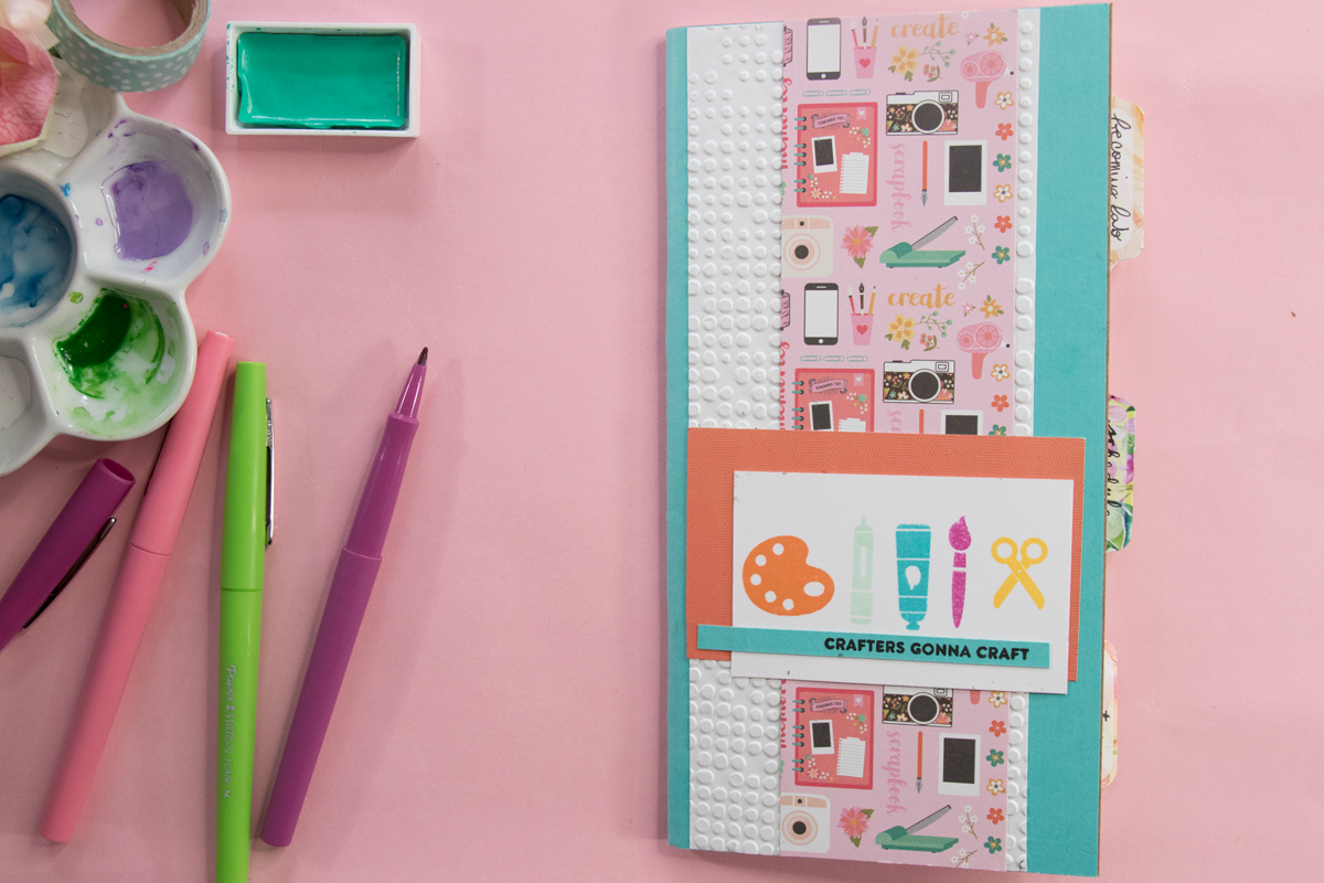 crafters gonna craft traveler’s notebook featuring Simon says stamp crafty friends card kit